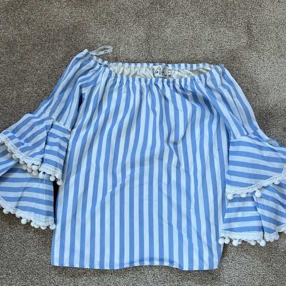 Vava by Joy Han revolve off the shoulder stripe top in small - Picture 1 of 3